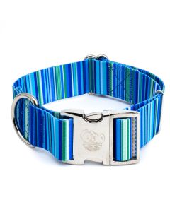 1 1/2 Inch Premium Blue Serape Dog Collar