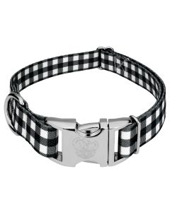 Premium Black & White Buffalo Plaid Dog Collar