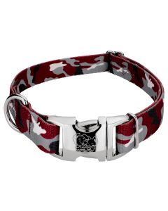 Premium Crimson and White Camo Dog Collar