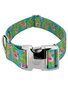 1 1/2 Inch Premium Flamingos Dog Collar