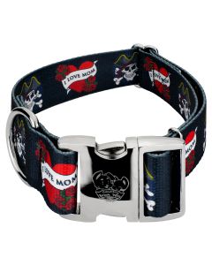 1 1/2 Inch Premium I Love Mom Dog Collar