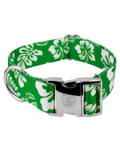 1 1/2 Inch Premium Kelly Green Hawaiian Dog Collar