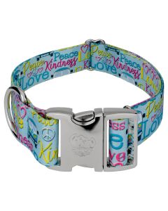 1 1/2 Inch Premium Love and Peace Dog Collar