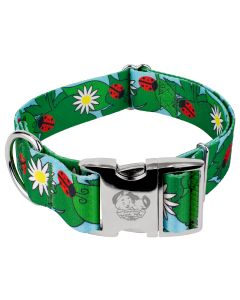 1 1/2 Inch Premium Ladybug Picnic Dog Collar