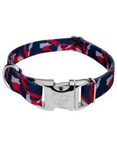 Premium Navy Blue and Red Camo Dog Collar