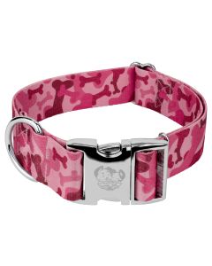 1 1/2 Inch Premium Pink Bone Camo Dog Collar