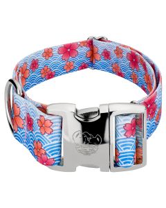 1 1/2 Inch Premium Pink April Blossoms Dog Collar