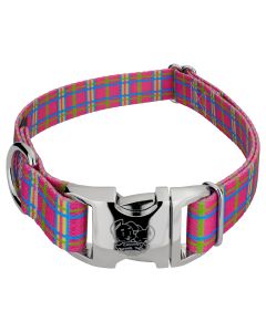 Premium Bubblegum Pink Plaid Dog Collar