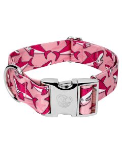 1 1/2 Inch Premium Pink Sharks Dog Collar