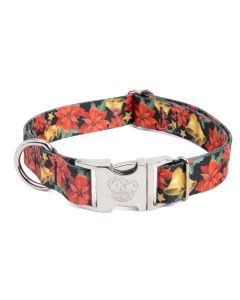 Premium Christmas Poinsettias Dog Collar