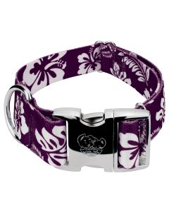 1 1/2 Inch Premium Purple Hawaiian Dog Collar