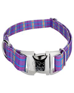 Premium Grape Plaid Dog Collar