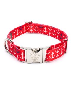 Premium Red Anchors Away Dog Collar