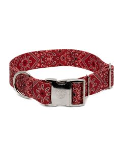 1 1/2 Inch Red Bandana Dog Collar