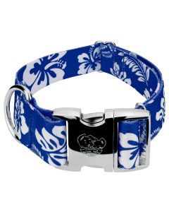 1 1/2 Inch Premium Royal Blue Hawaiian Dog Collar