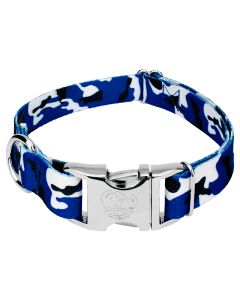 Premium Royal Blue and White Camo Dog Collar