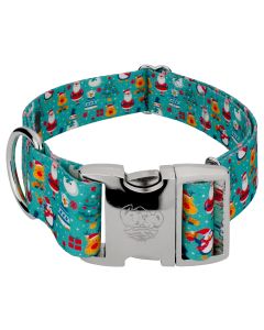 1 1/2 Inch Premium Santa & Friends Dog Collar