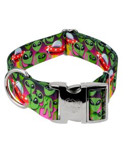 1 1/2 Inch Premium Space Aliens Dog Collar