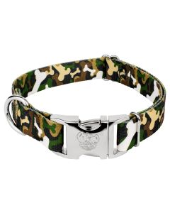 Premium Woodland Bone Camo Dog Collar