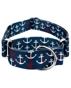 1 1/2 Inch Anchors Away Martingale Dog Collar