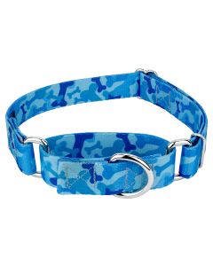 Blue Bone Camo Martingale Dog Collar