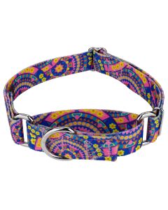 Blue Boho Mandala Martingale Dog Collar