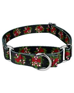 Black Candy Cane Martingale Dog Collar