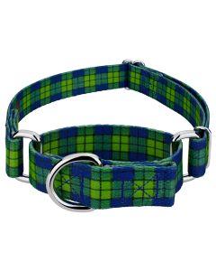 Blue and Green Plaid Martingale Dog Collar