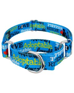 Blue Loveable Rescue Martingale Dog Collar