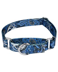 Blue Paisley Martingale Dog Collar