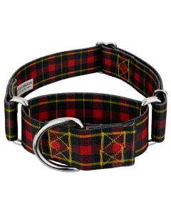 1 1/2 Inch Buffalo Plaid Martingale Dog Collar