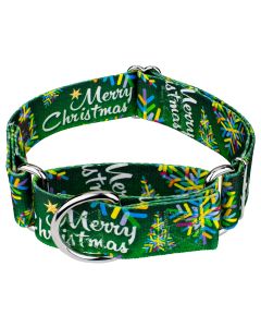 1 1/2 Inch Christmas Cheer Martingale Dog Collar