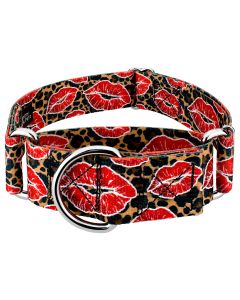 1 1/2 Inch Cheetah Kisses Martingale Dog Collar Limited Edition