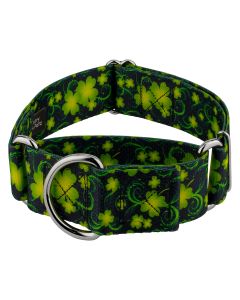 1 1/2 Inch Clovers in the Wind Martingale Dog Collar