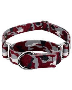 Crimson and White Camo Martingale Dog Collar