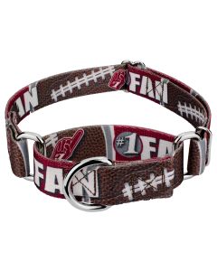 Crimson and White Football Fan Martingale Dog Collar Limited Edition