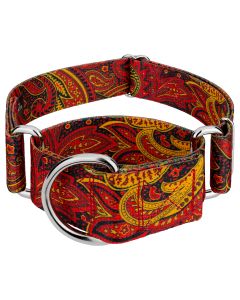 1 1/2 Inch Fire Paisley Martingale Dog Collar