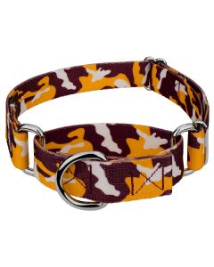 Burgundy and Gold Camo Martingale Dog Collar Limited Edition