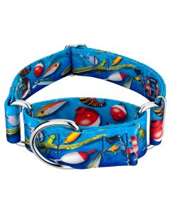 1 1/2 Inch Gone Fishin' Martingale Dog Collar