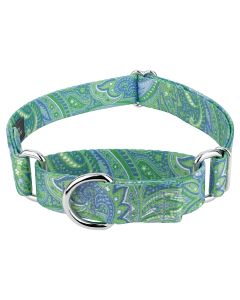 Green Paisley Martingale Dog Collar