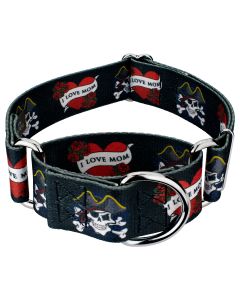 2 Inch I Love Mom Martingale Dog Collar