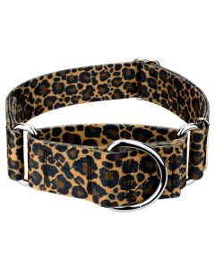 1 1/2 Inch Leopard Print Martingale Dog Collar