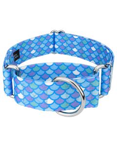 1 1/2 Inch Mermaid Scales Martingale Dog Collar