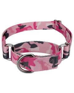 Pink and Grey Camo Martingale Dog Collar