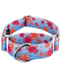 1 1/2 Inch Pink April Blossoms Martingale Dog Collar