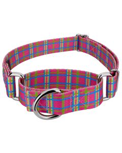 Bubblegum Pink Plaid Martingale Dog Collar