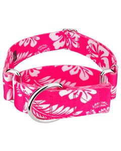 1 1/2 Inch Pink Hawaiian Martingale Dog Collar