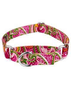 Pink Paisley Martingale Dog Collar