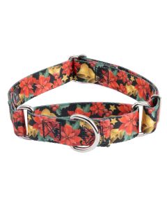 Christmas Poinsettias Martingale Dog Collar