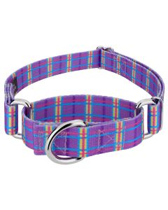 Grape Plaid Martingale Dog Collar